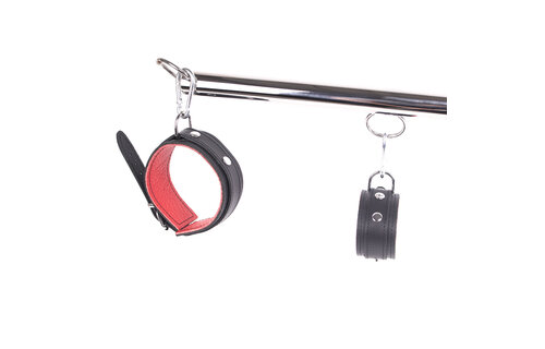 Spreader Bar Set 76 cm Red Leather & Stainless Steel | Luxury Handcuffs