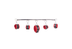 Deluxe Spreizstange rotes Leder 76 cm | Luxuriöses Fesselset