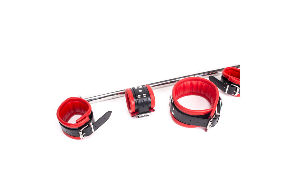 Deluxe Spreader Bar Red Leather 76 cm | Luxury Handcuff Set