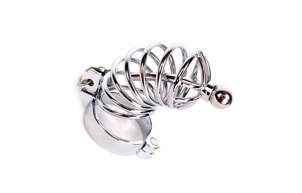 Stainless Steel Chastity Cage With Penis Stick - Safe & Comfortable