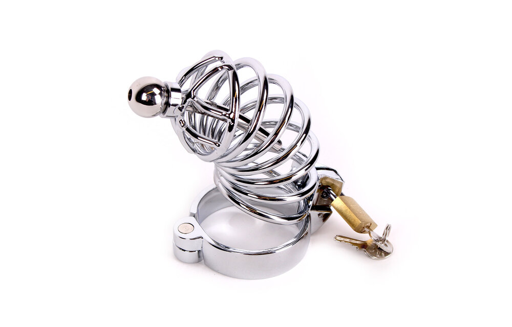 Stainless Steel Chastity Cage With Penis Stick - Safe & Comfortable