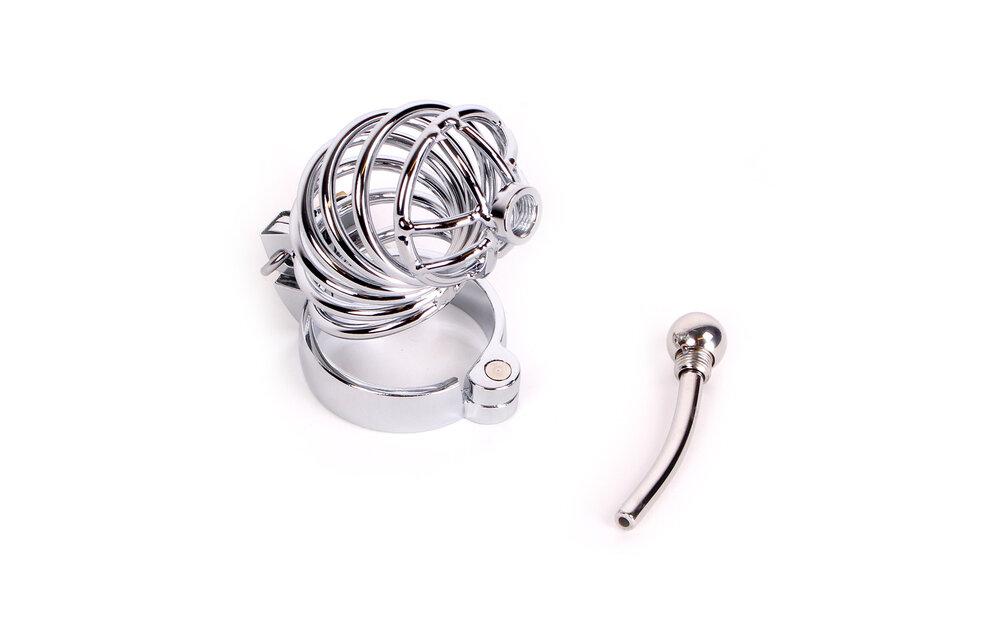 Stainless Steel Chastity Cage With Penis Stick - Safe & Comfortable