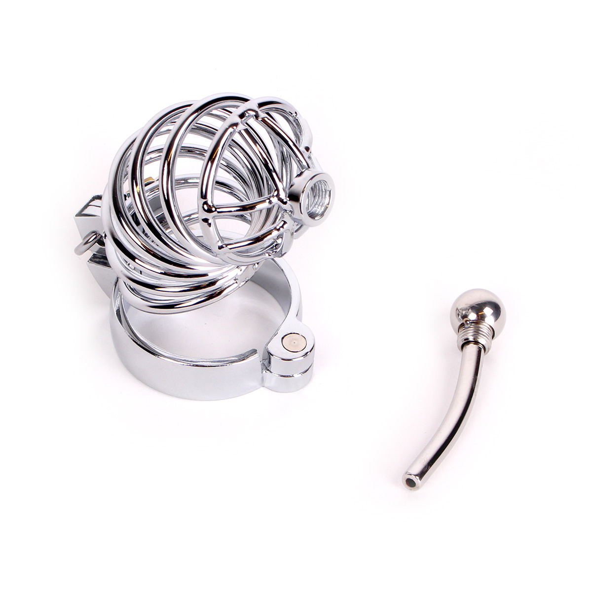 Stainless Steel Chastity Cage With Penis Stick - Safe & Comfortable