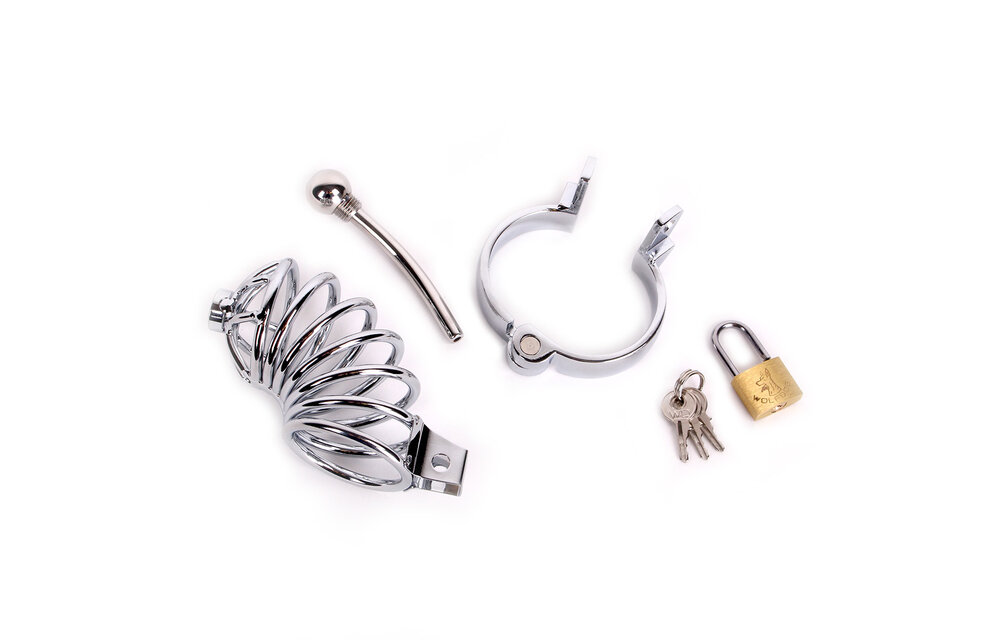Stainless Steel Chastity Cage With Penis Stick - Safe & Comfortable