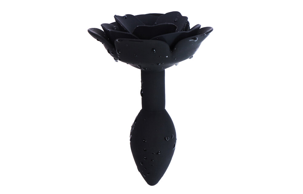 Zwarte Roos Siliconen Buttplug 9 cm – Elegant & Comfortabel