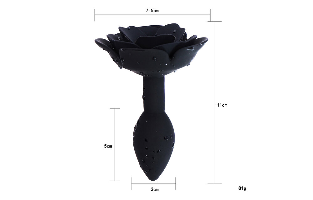 Black Rose Silicone Butt Plug 9 cm – Elegant & Comfortable
