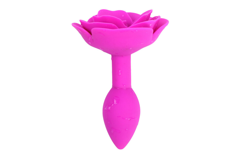 Pink Rose Silicone Anal Plug 9 cm – Soft & Waterproof