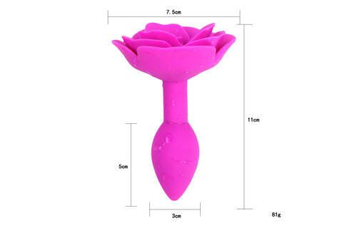 Pink Rose Silicone Anal Plug 9 cm – Soft & Waterproof