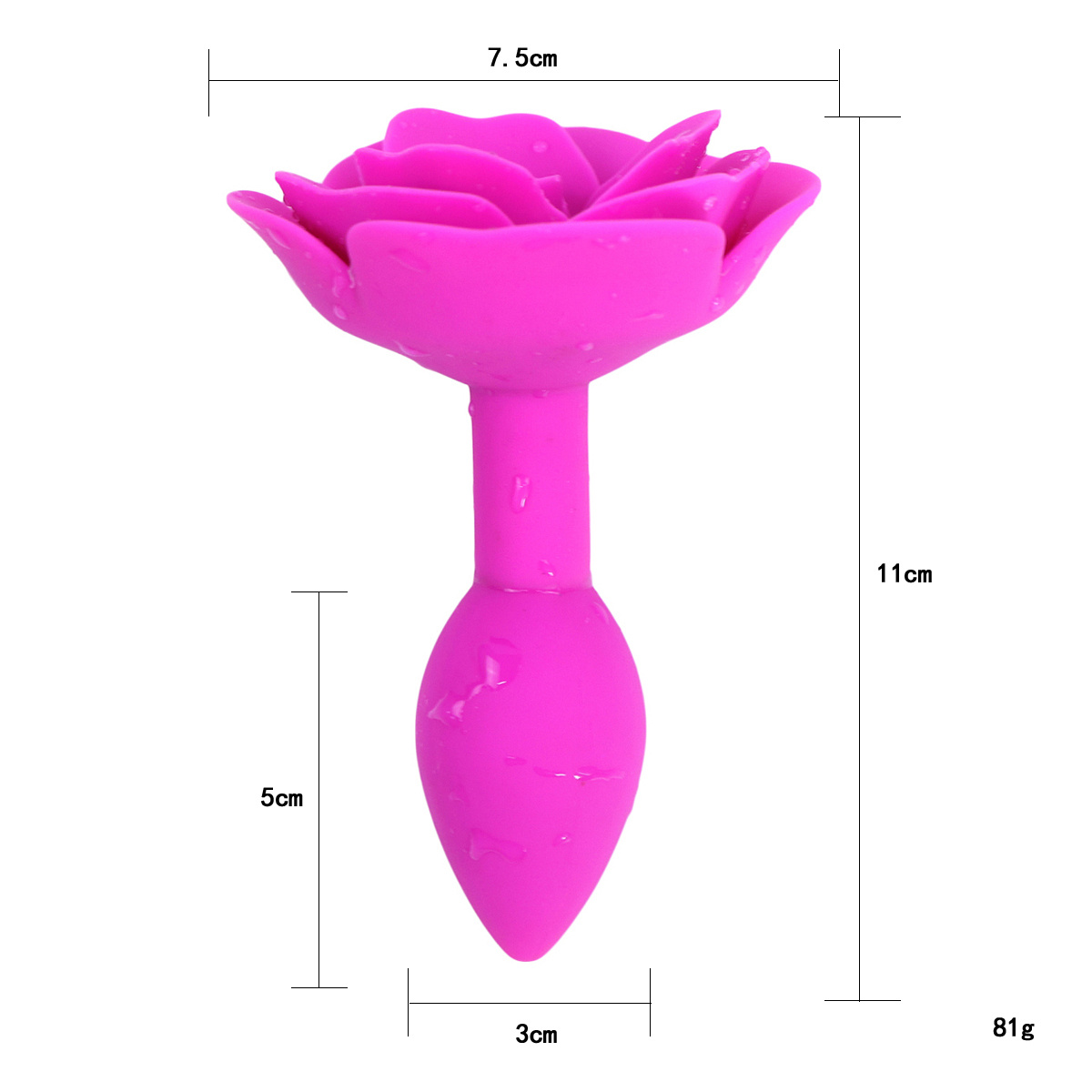 Pink Rose Silicone Anal Plug 9 cm – Soft & Waterproof