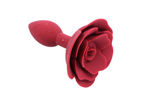 Roter Rosen-Silikon-Analplug 9 cm – elegant & wasserdicht
