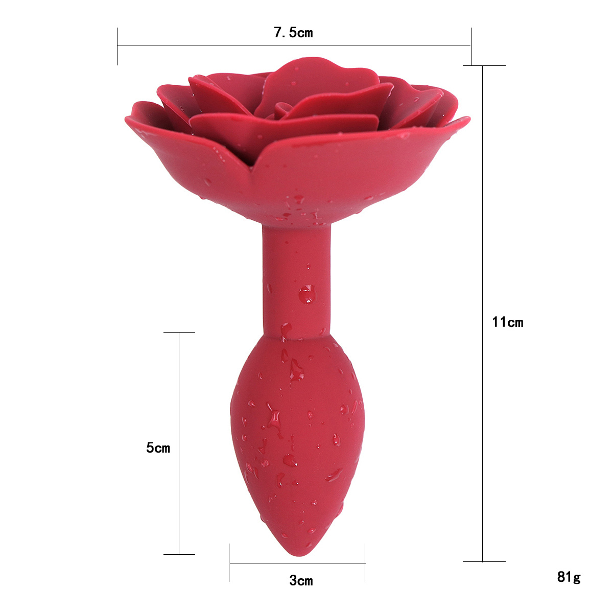 Roter Rosen-Silikon-Analplug 9 cm – elegant & wasserdicht