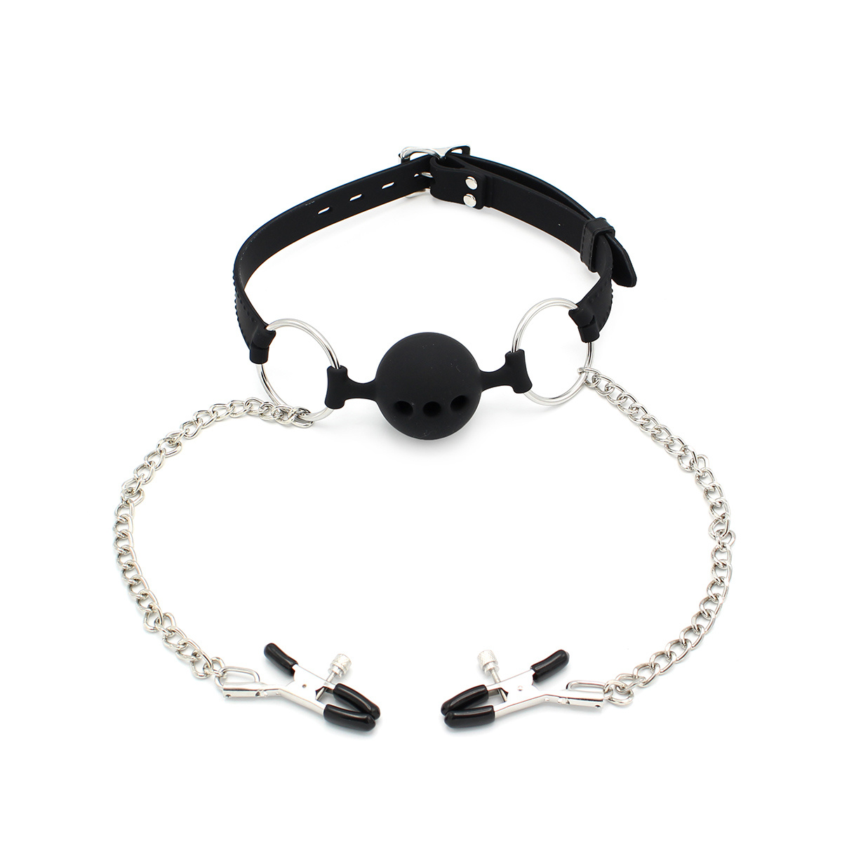 Silicone 2-in-1 Ball Gag with Nipple Clamps | Comfort & Excitement