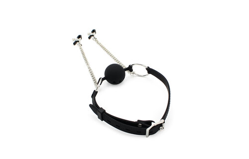Siliconen 2-in-1 Ball Gag met Tepelklemmen | Comfort & Spanning