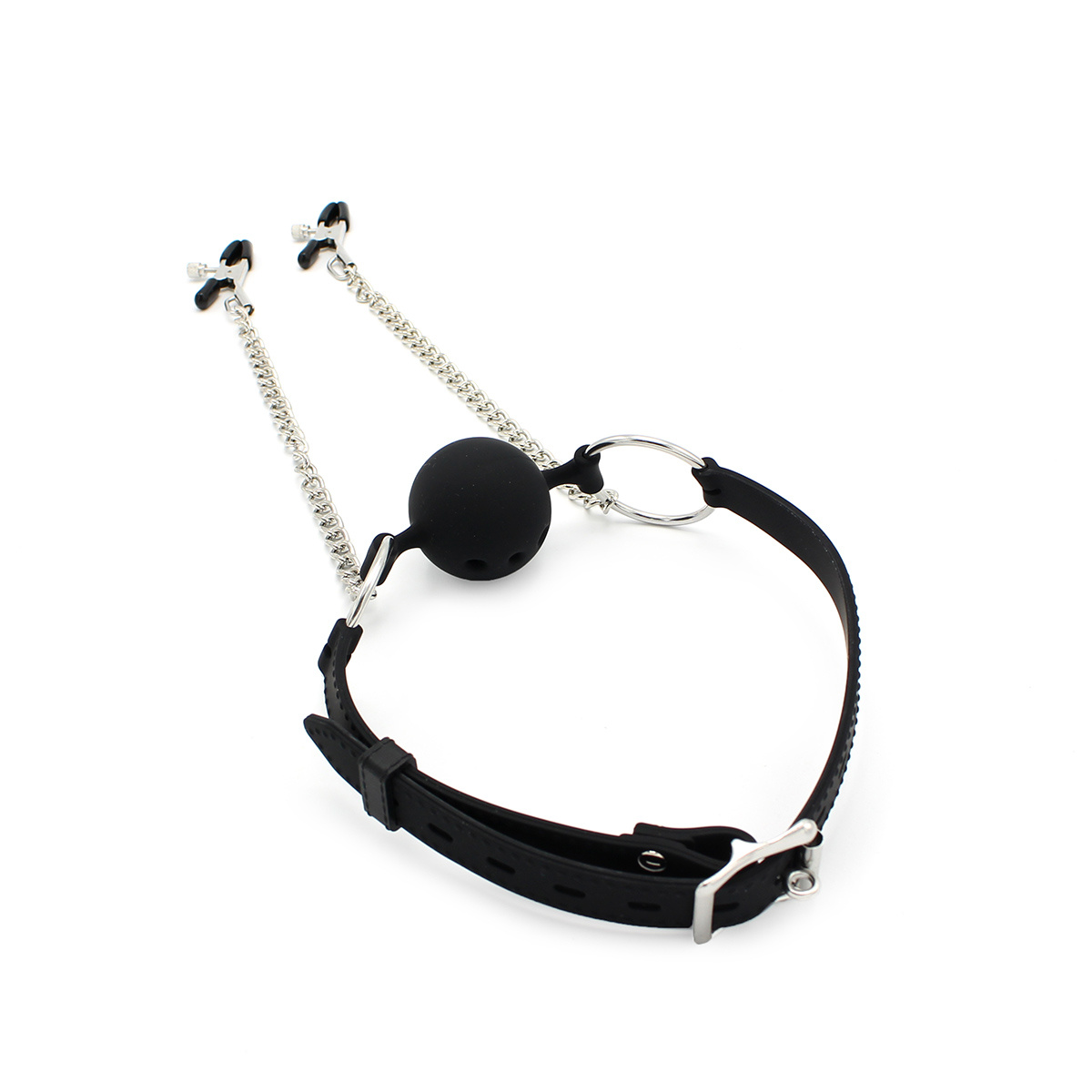 Silicone 2-in-1 Ball Gag with Nipple Clamps | Comfort & Excitement