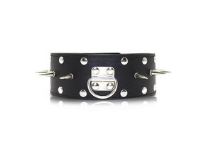 Leather Collar With Spikes & Chain - Dominance & Control