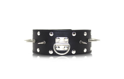 Leren Halsband Met Spikes & Ketting - Dominantie & Controle