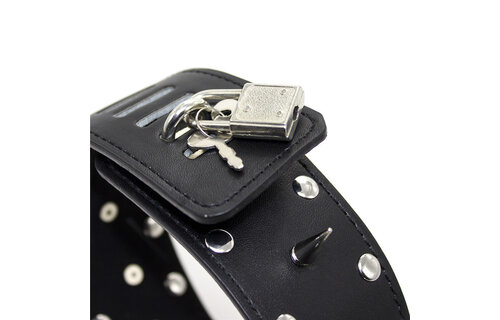 Leather Collar With Spikes & Chain - Dominance & Control