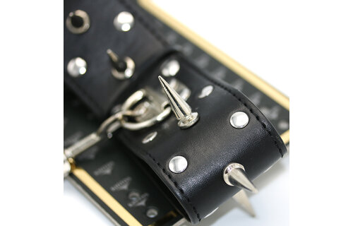 Lederhalsband mit Spikes & Kette – Dominanz & Kontrolle