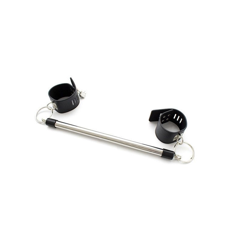 Bdsm Spreidstang 30 Cm Met Zwarte Pu-Leren Boeien - Perfect