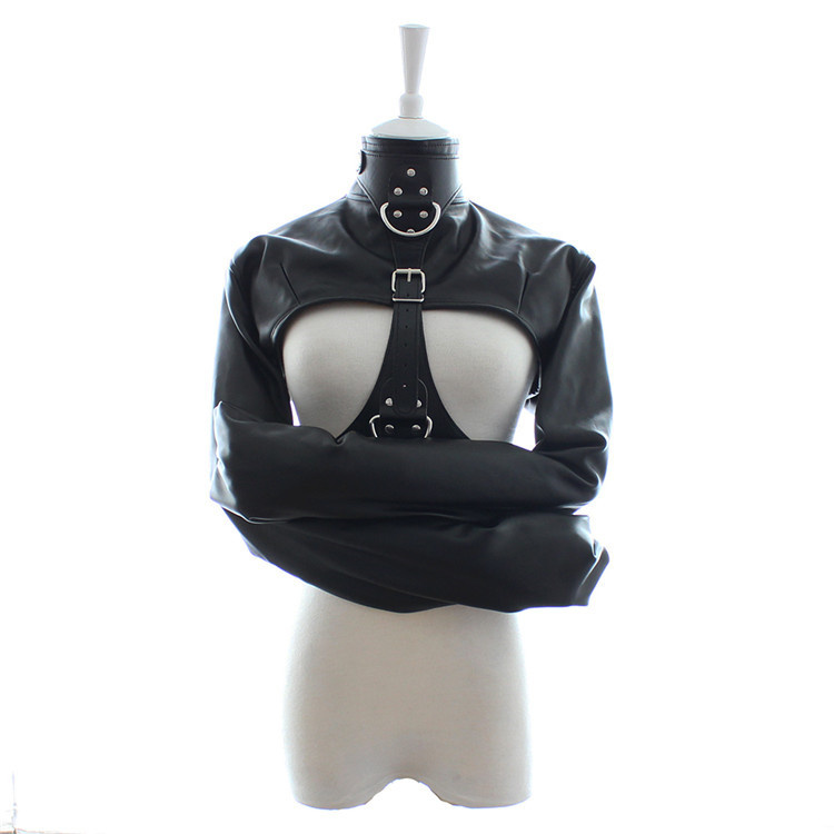 Zwangsjacke Small PU-Leder | Feste Bondage-Fesselung Schwarz