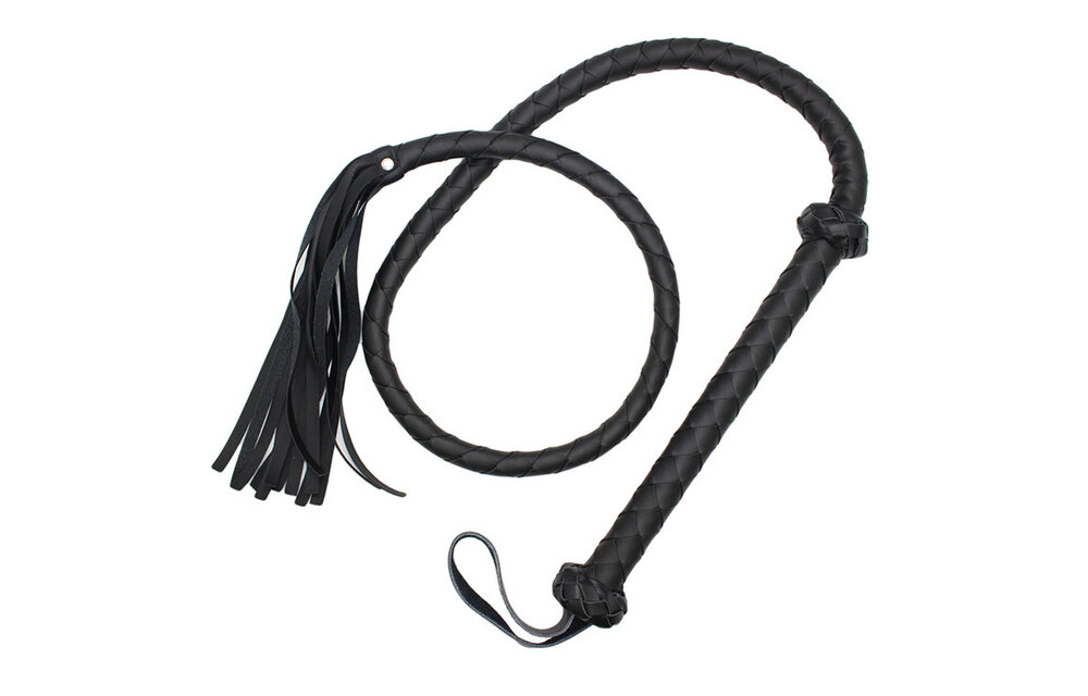 Black Whip 150 cm | Slim & Strong for BDSM Use
