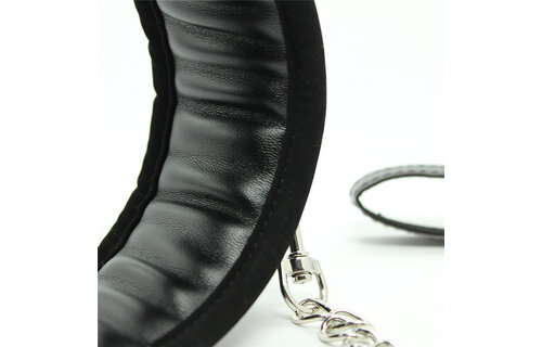 Gepolstertes PU-Lederhalsband schwarz | Komfort & Kontrolle BDSM