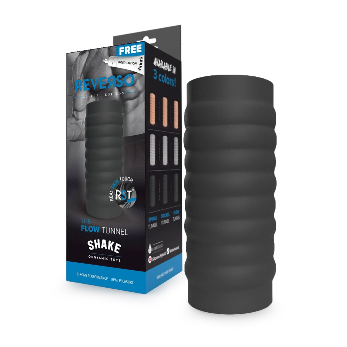 Flow Masturbator Black | Reversible & Real Skin Pleasure