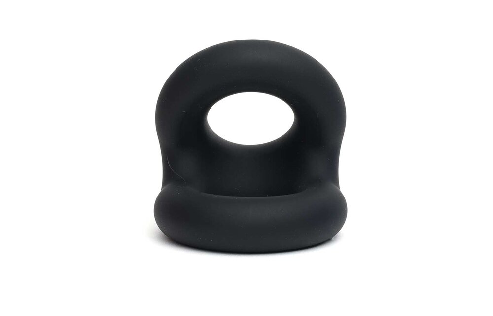 Zwarte Liquid Silicone Rugby Cockring – Duurzaam & Comfortabel