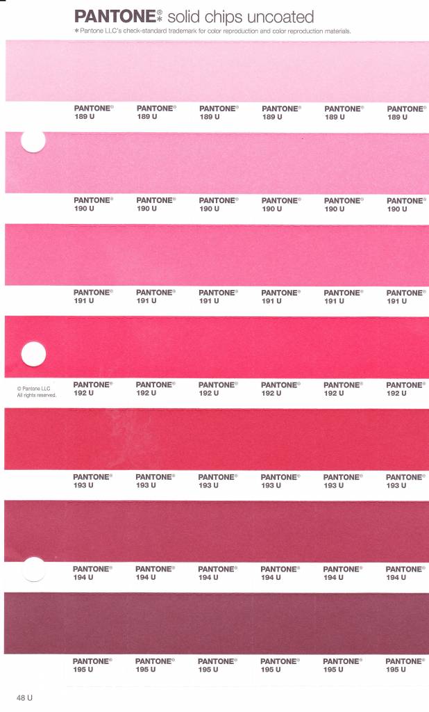 Pantone Pms Solid Chips Vervangingspagina Op Uncoated Papier 48u Kleurnummers 1u 190u 191u 192u 193u 194u 195u Colourdirect Nl