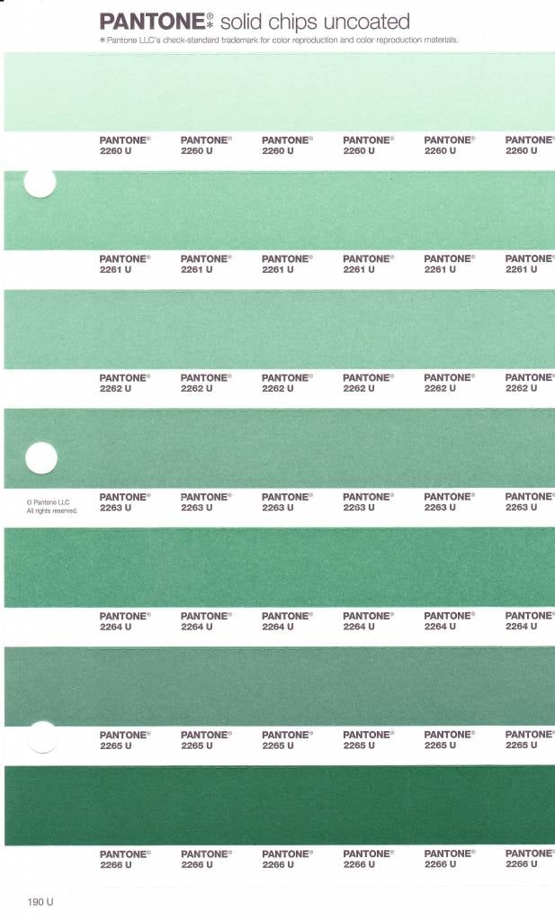 Pantone Pms Solid Chips Vervangingspagina Op Uncoated Papier 190u Kleurnummers 2260u 2261u 2262u 2263u 2264u 2265u 2266u Colourdirect Nl