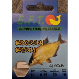 E.F.T Brasem onderlijn haak 16 / 0.12mm 50cm 10stuks