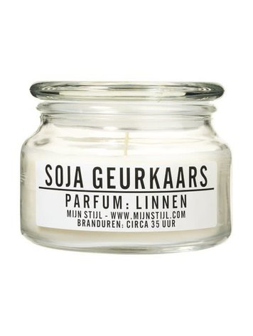 Mijn Stijl & Puur Zeep Mijn Stijl | Geurkaars in glazen pot Linnen
