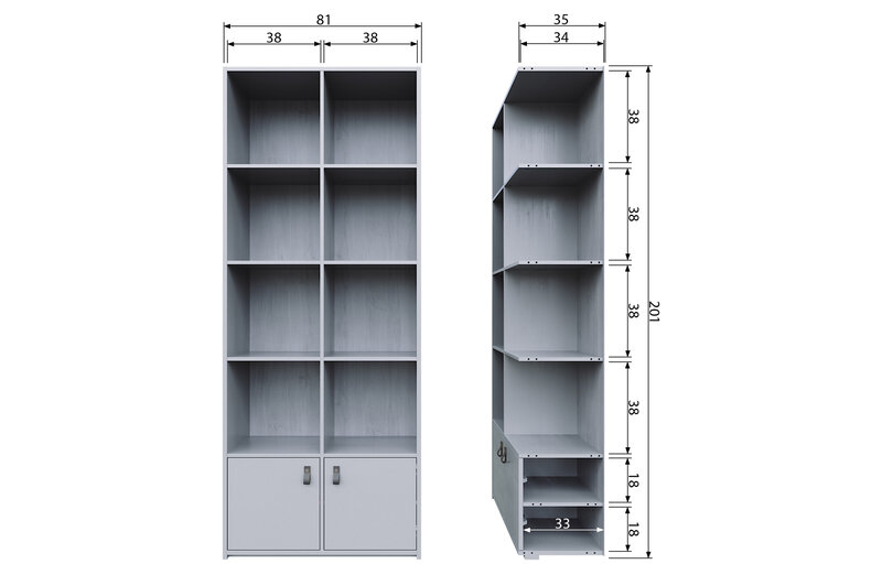 vtwonen Bookcase Grenen Betongrijs [fsc]