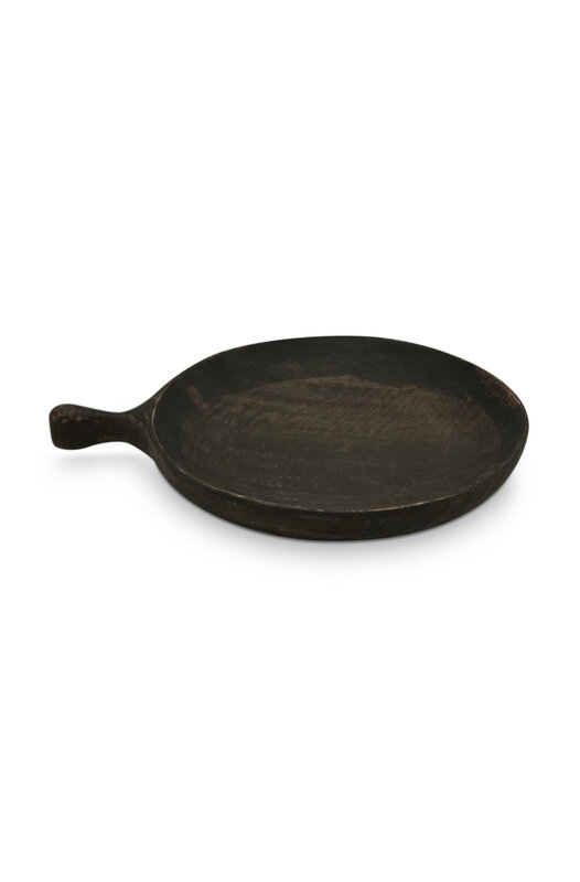 vtwonen Vtwonen |  Plate with Handle Mango Wood Black 25x20x3cm*