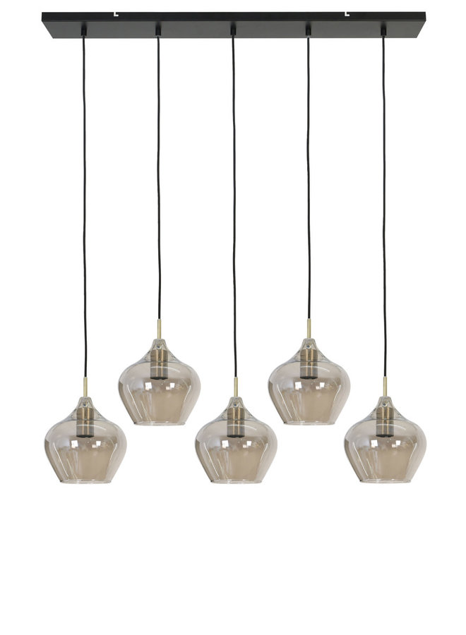 Light&Living | Hanglamp Rakel 5 lamps antiek brons/smoke