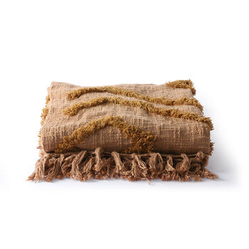 HK Living HK Living Cotton fringe throw brown