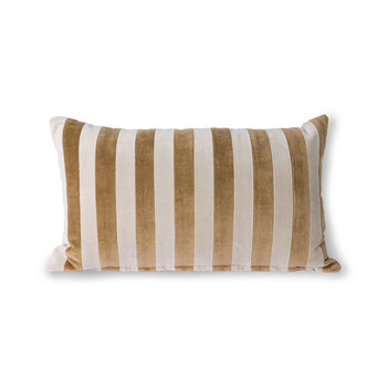 HK Living striped velvet cushion brown/natural (30x50)