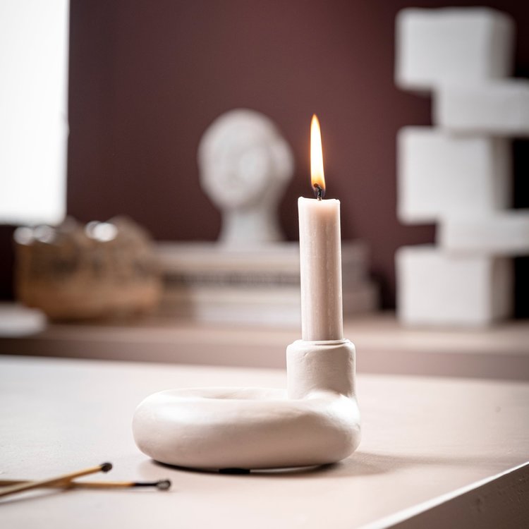 vtwonen Ecomix Candle Holder L Sand 29x24x8cm