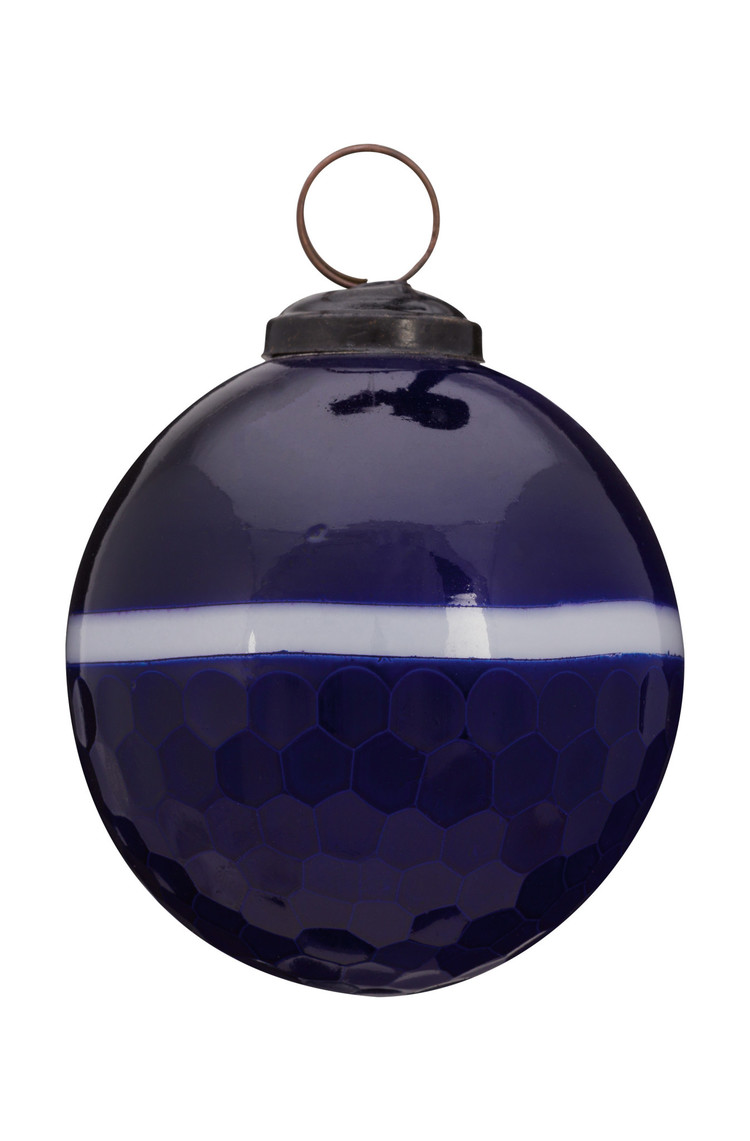 vtwonen vtwonen | Kerstbal streep blauw 8cm