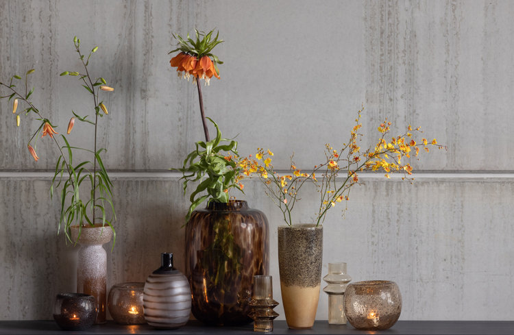 WOOOD Woood | Unequal vaas glas bruin/wit*