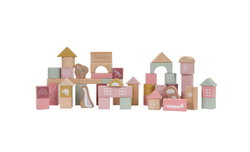 Little Dutch Little Dutch | Bouwblokken pink 50stuks