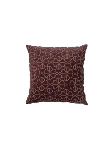 WOOOD Woood | Kussen Stencil velvet/borduur wine 45x45cm