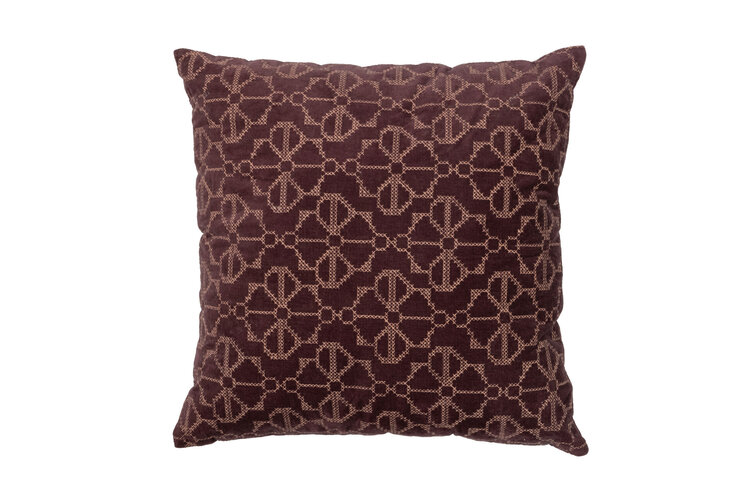WOOOD Woood | Kussen Stencil velvet/borduur wine 45x45cm