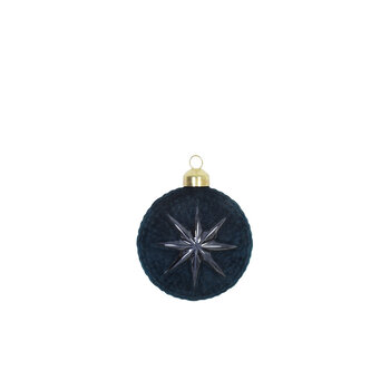 Light & Living L&L | Kerstbal Arlon velvet blauw 8cm