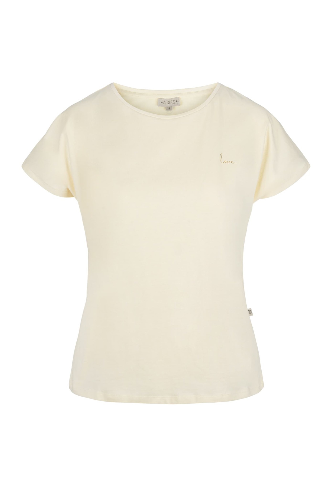 Zusss | Basic t-shirt met ronde hals love lichtgeel - Stijl28