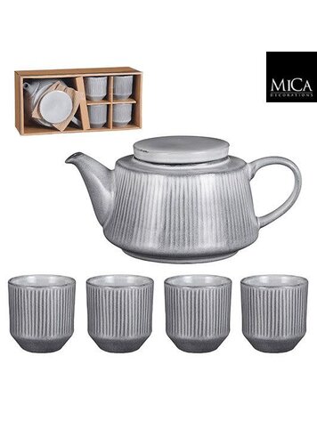 Stijl28 | Vanda cadeau set theepot grijs 5 delig (zonder verpakking)