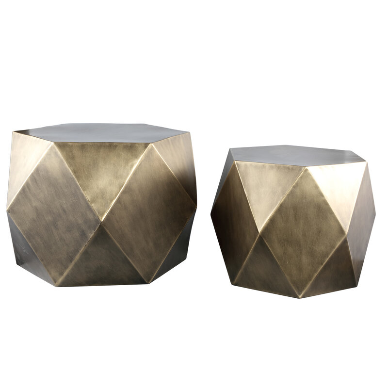 PTMD PTMD | Sanne Gold steel coffee table rhombus design SV2