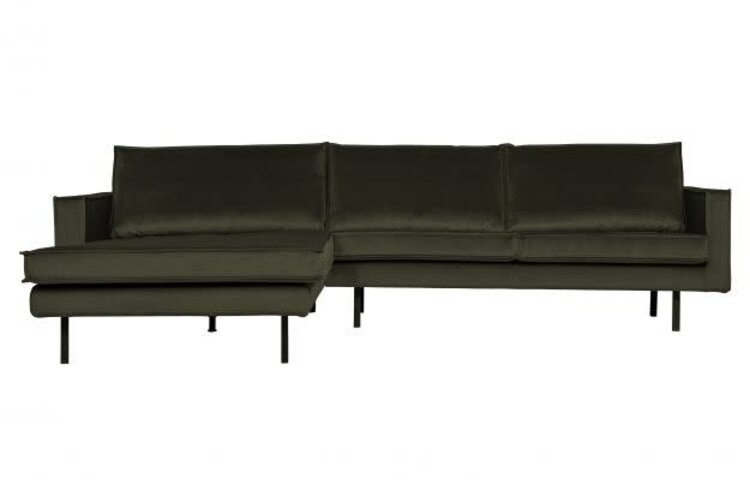 WOOOD Woood | Bank Rodeo chaise longue links | Velvet dark green hunter