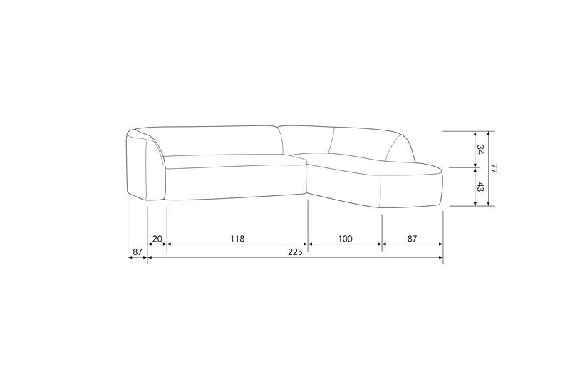 Be Pure Home Be Pure Home | Sloping hoekbank rechts grijs