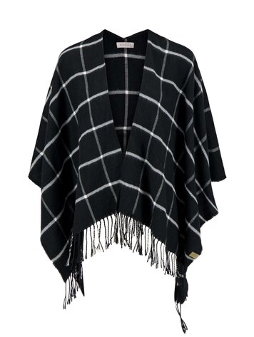 Zusss Zusss | Poncho ruit zwart zand